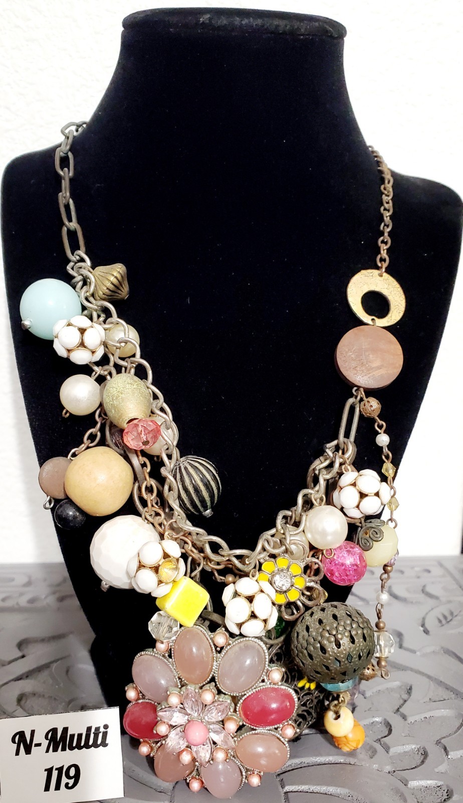 Touch Piece Multi-Charm Statement Necklace