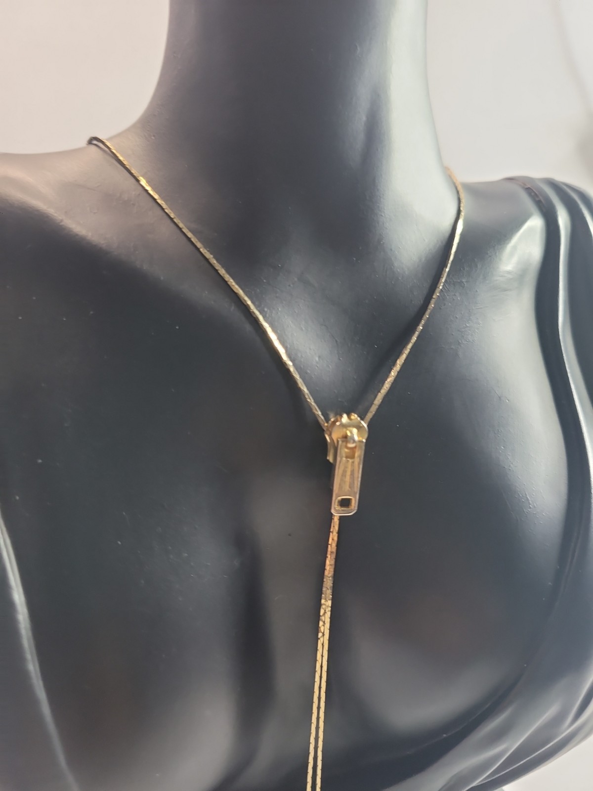 Gold Tone Adjustable Bolo Slider Necklace Teardrop Dangle Lariat Y Necklace