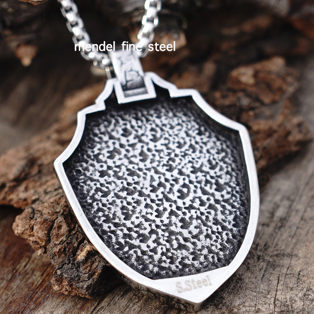 MENDEL Cool Stainless Steel Mens Spartan Helmet Warrior Pendant Necklace For Men