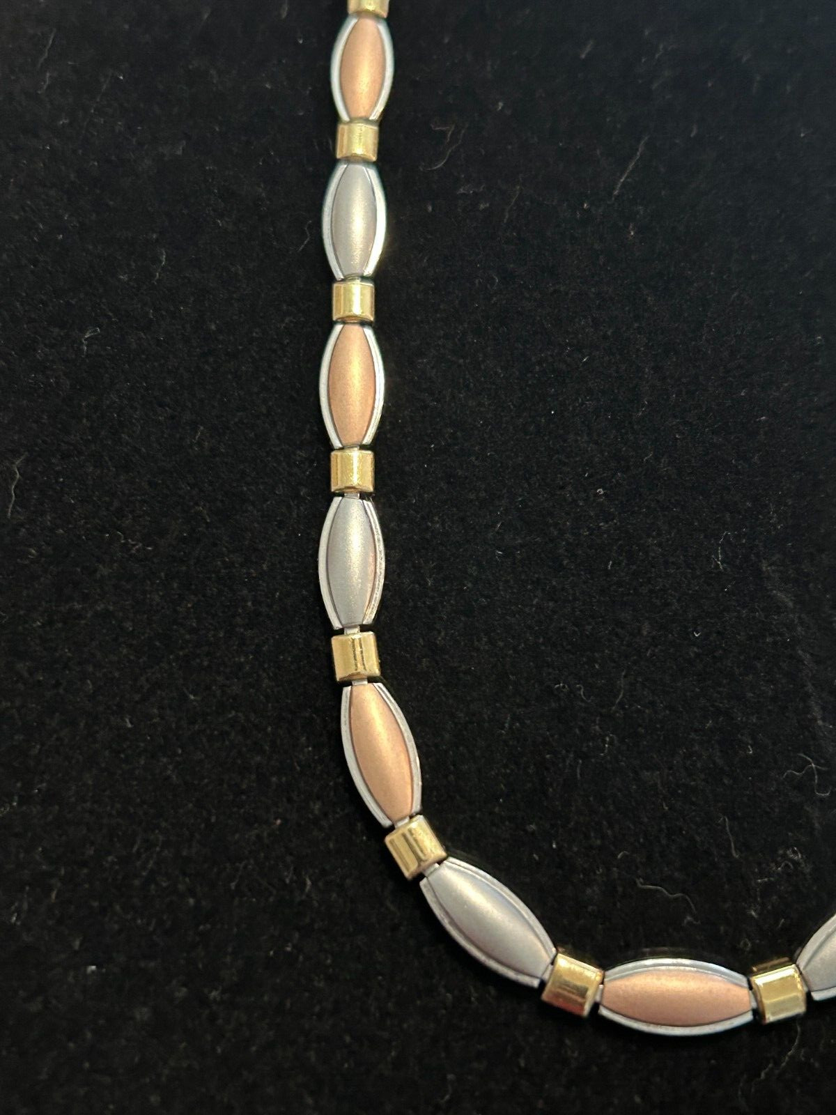 St. Steel Two Tones Statement Necklace 16″