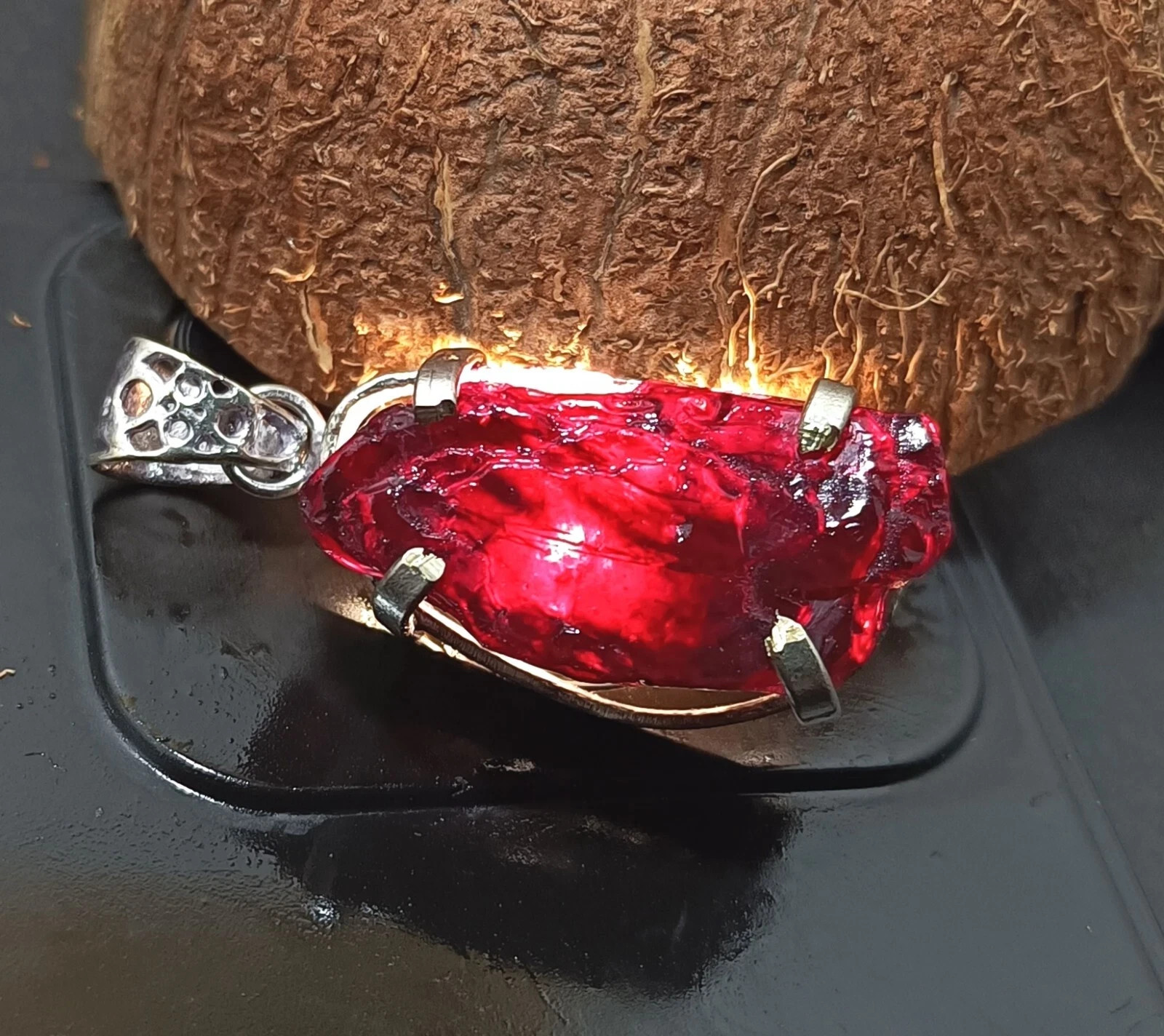 EGL Certified 77.25 Ct Natural Rough PAINITE Solid Silver Pendant Gemstone
