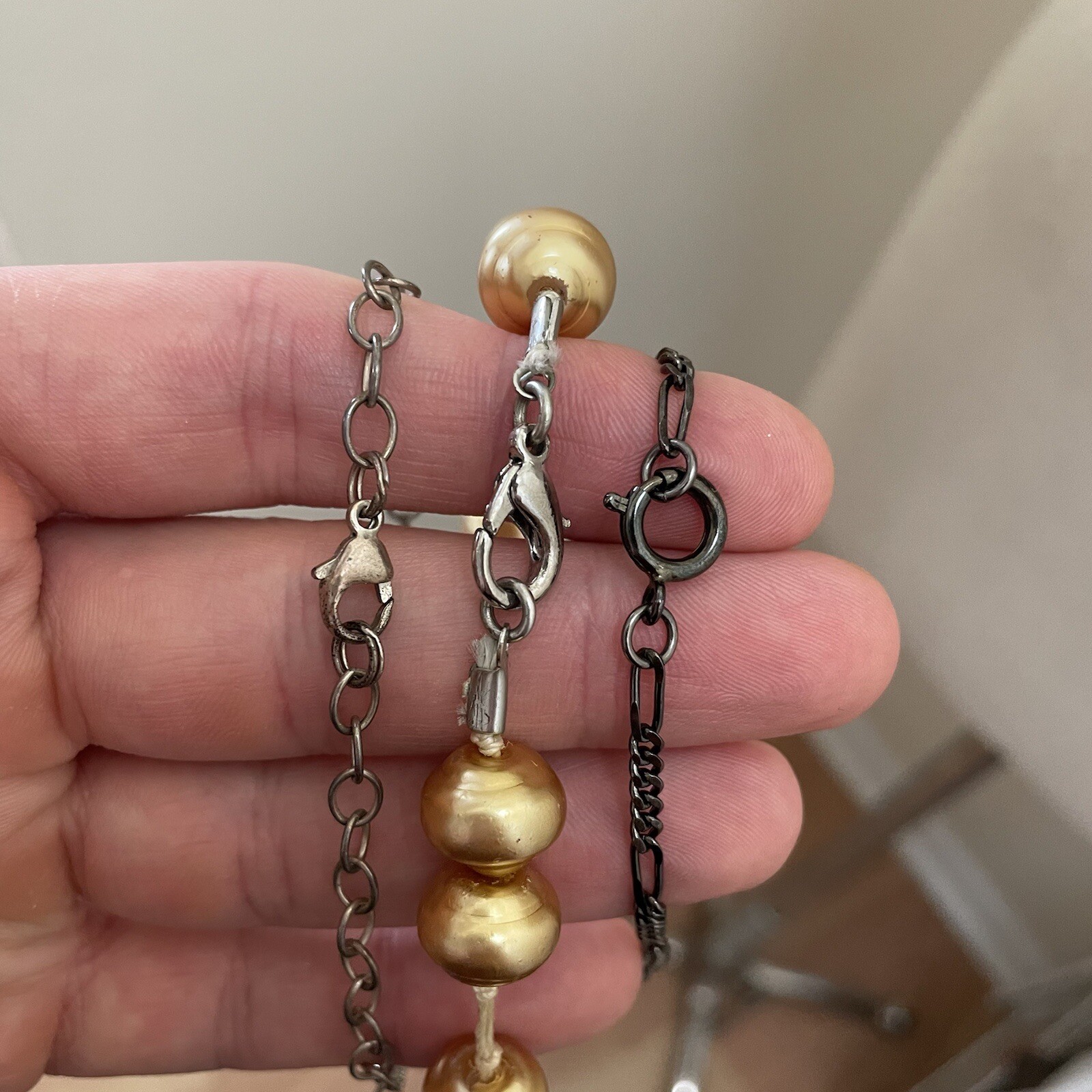 Set Of 3 Bohemian Western Gold/Brown Natural Stacked Necklaces
