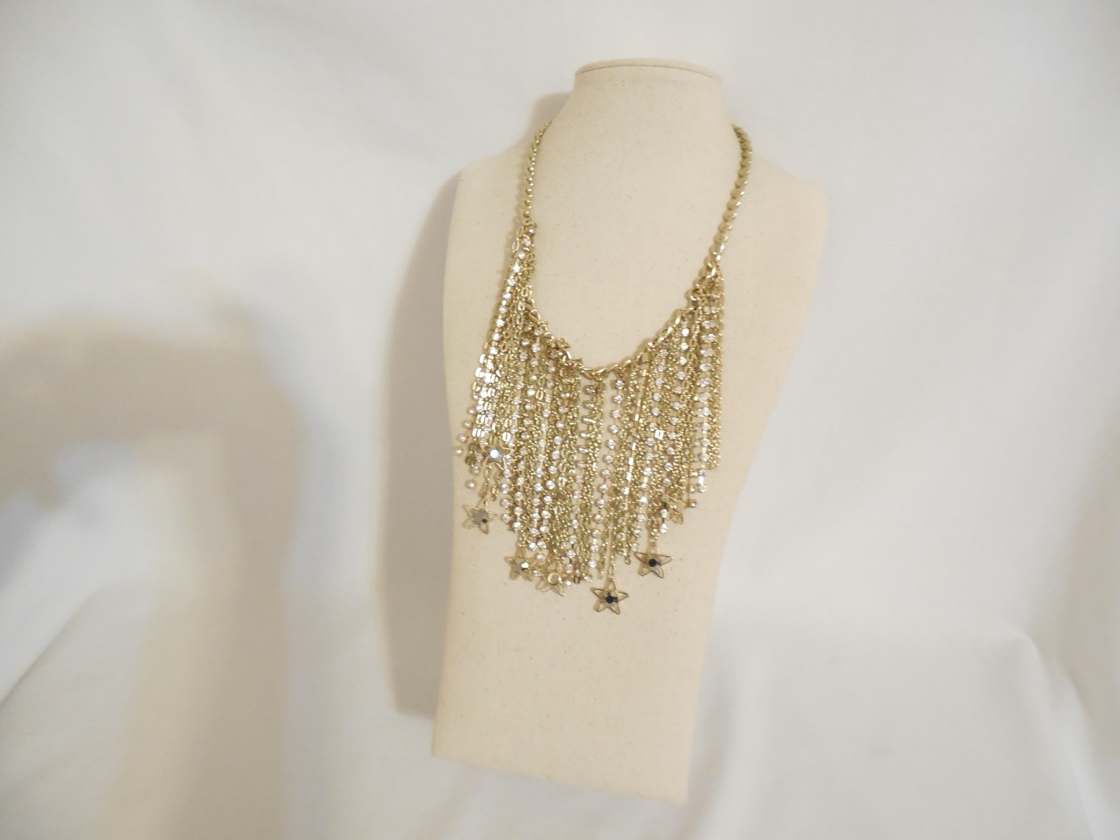 Inc International Concepts Gold-Tone Star Grey Stone Fringe Statement F382 $44