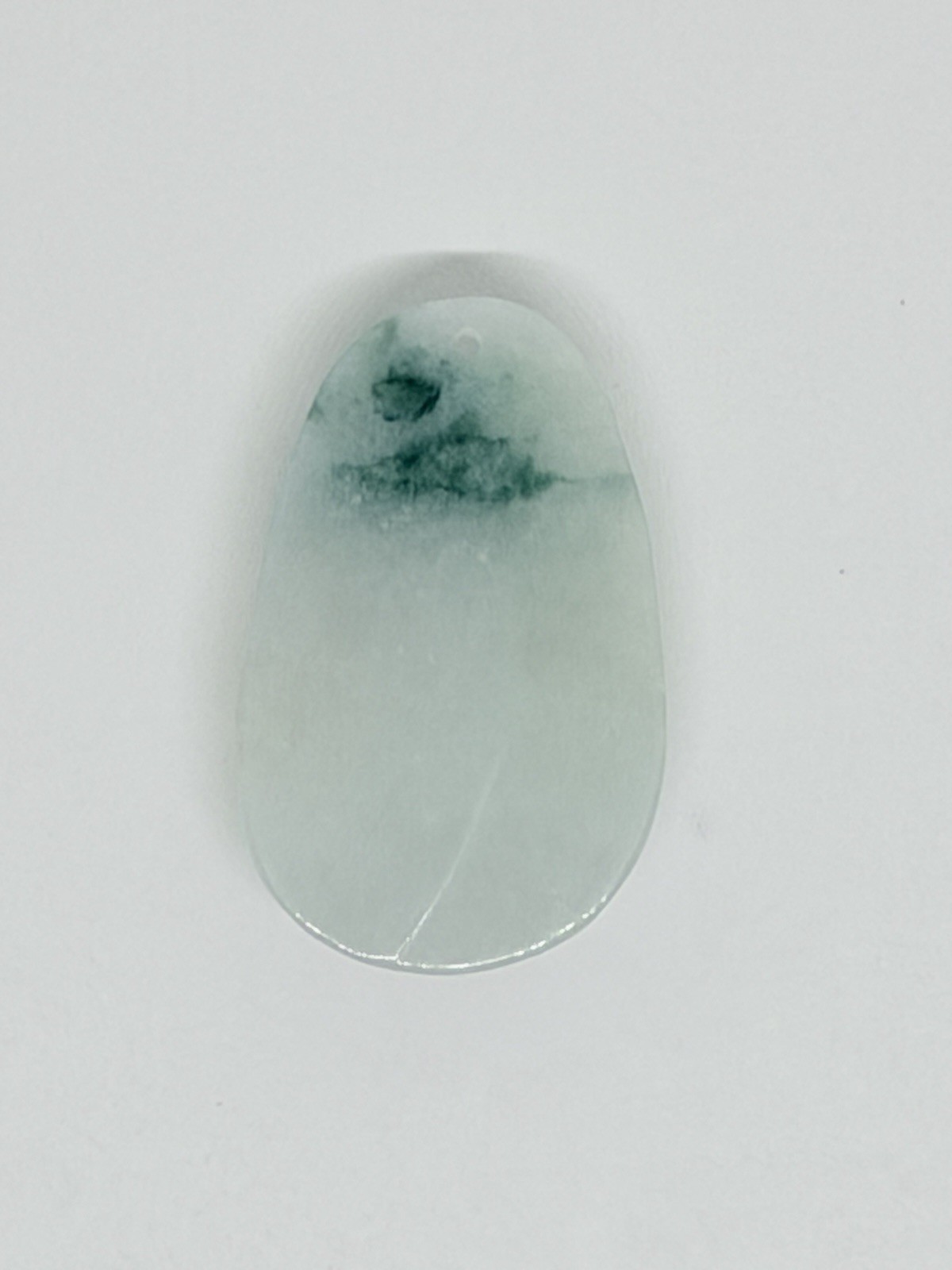 Green Carved Ruyi Jadeite Oval Pendant Necklace on Cord 30.0×19.1×5.6mm