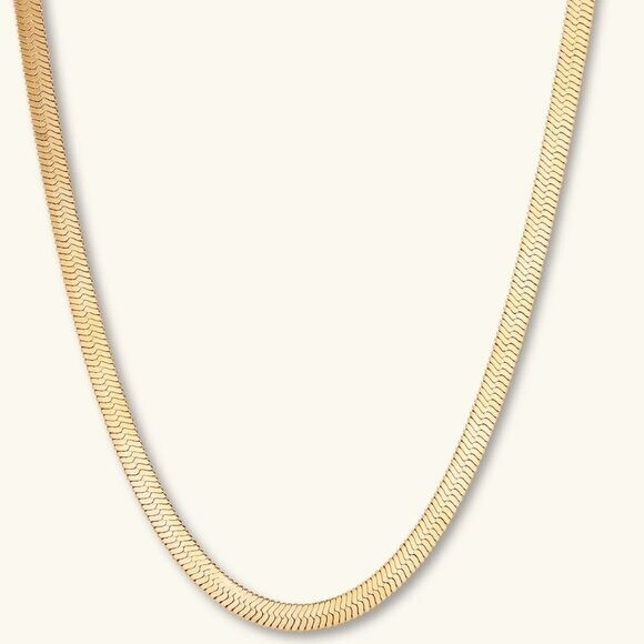 Waterproof Gold Chain Necklace Classic Herringbone Necklace Everyday Jewelry