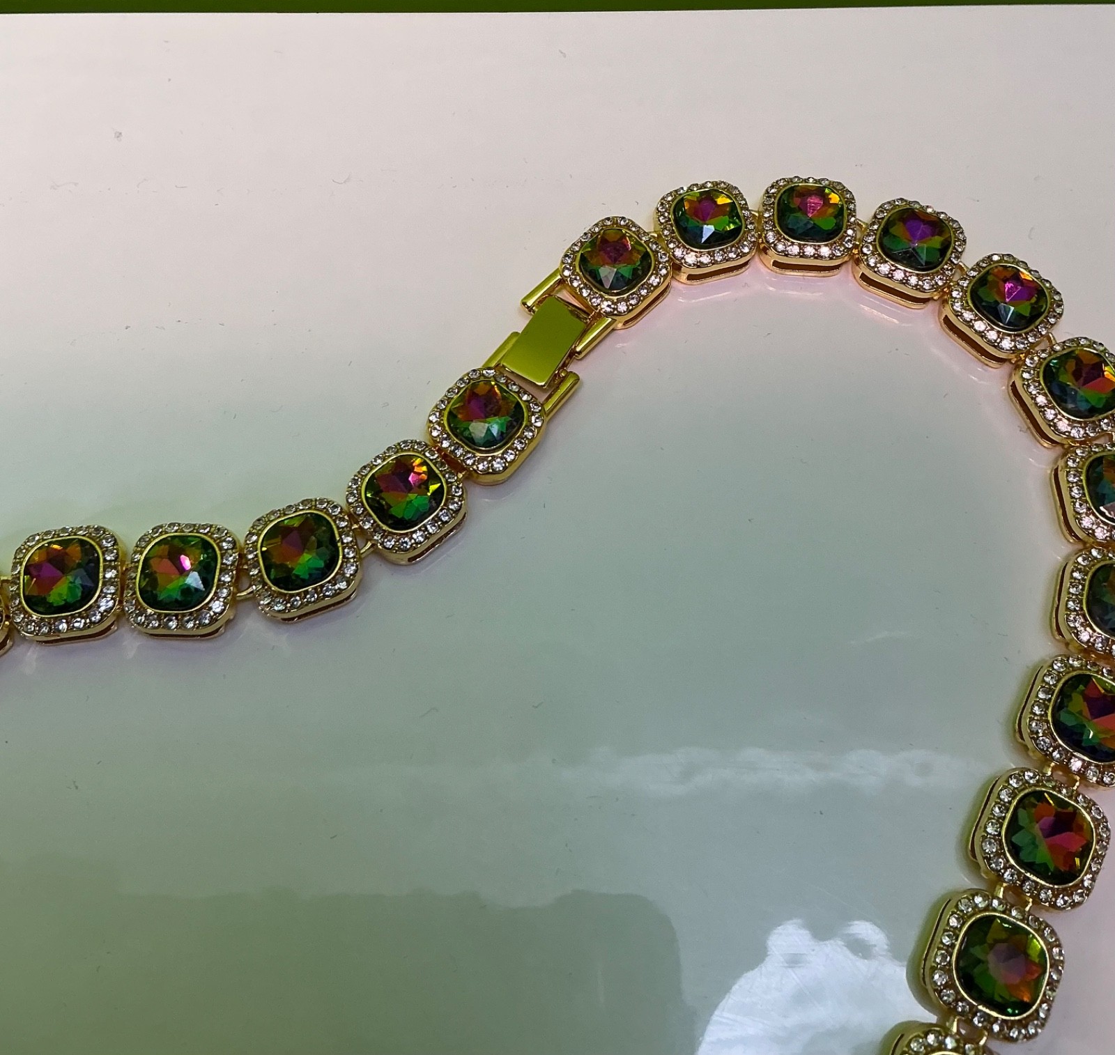 New Multi Color CZ Necklace 18 Inches Cubic Zirconia Chain Unisex Colorful