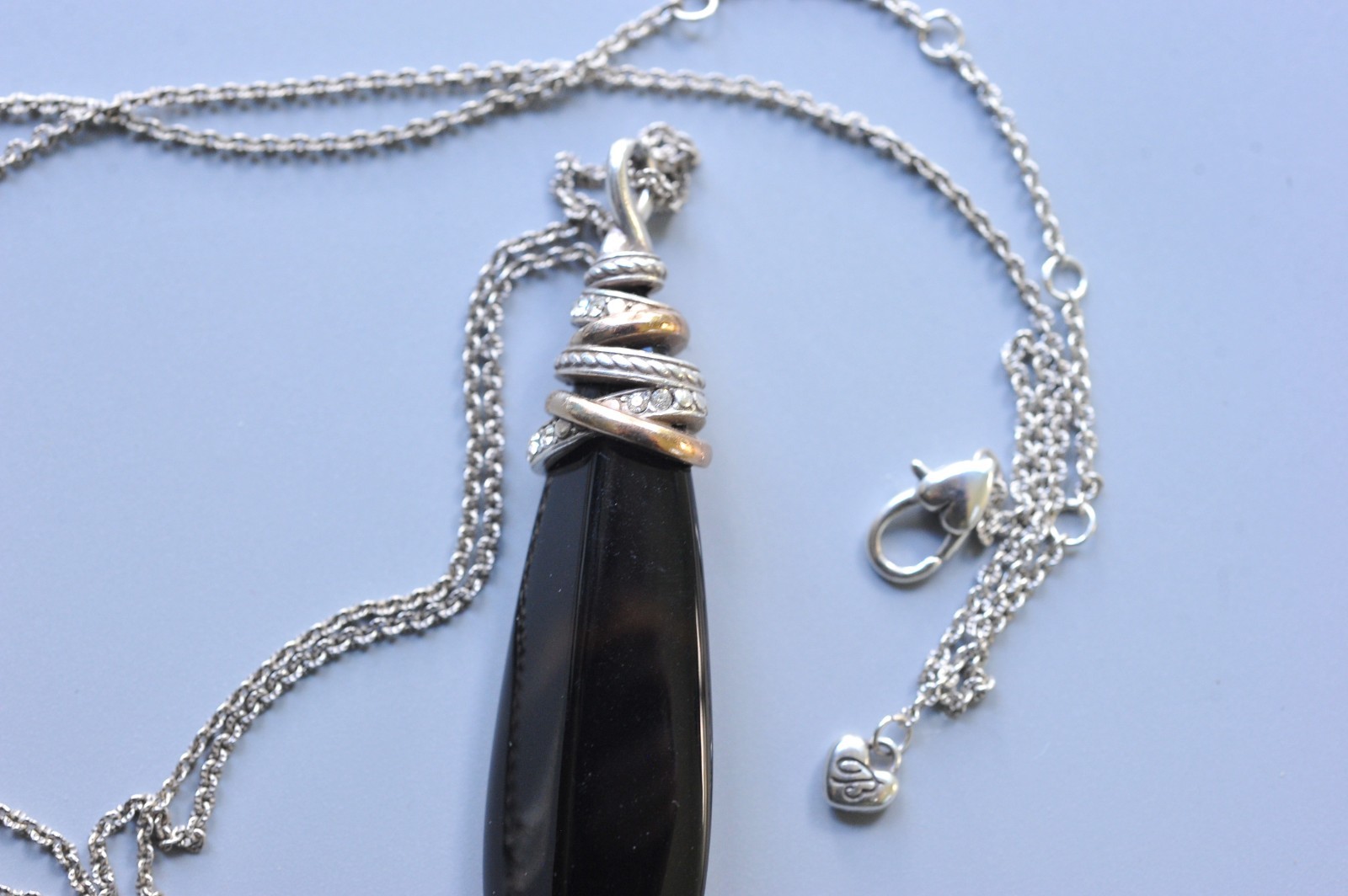 Brighton Neptune’s Rings Pyramid Black Agate Necklace Pave gold silver tone SA7