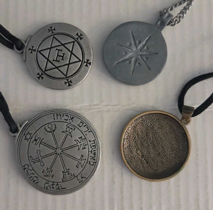 Lot of 4 Antique-Style Necklaces with Pendants/Talisman Sold AS SHOWN Lot.1C