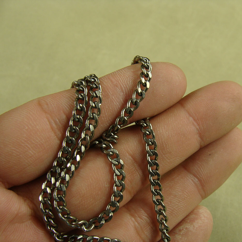 Pure Titanium anti-allergy Necklace 3.5mm wide curb chain 70cm length