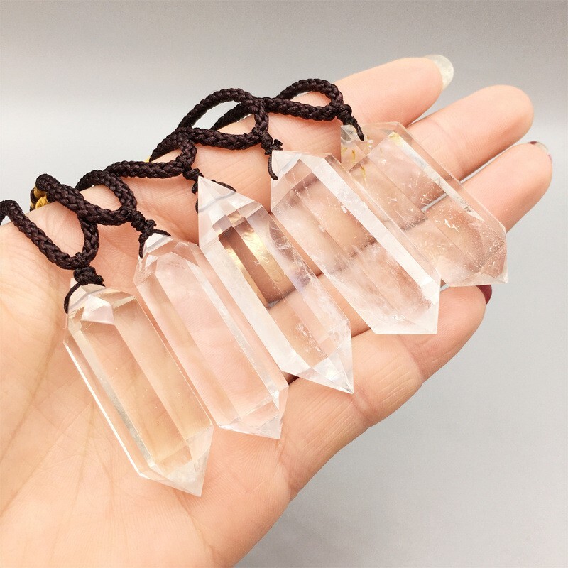 Clear Quartz Hexagon Pendant Healing Reiki Protection Crystal Amulet Necklace