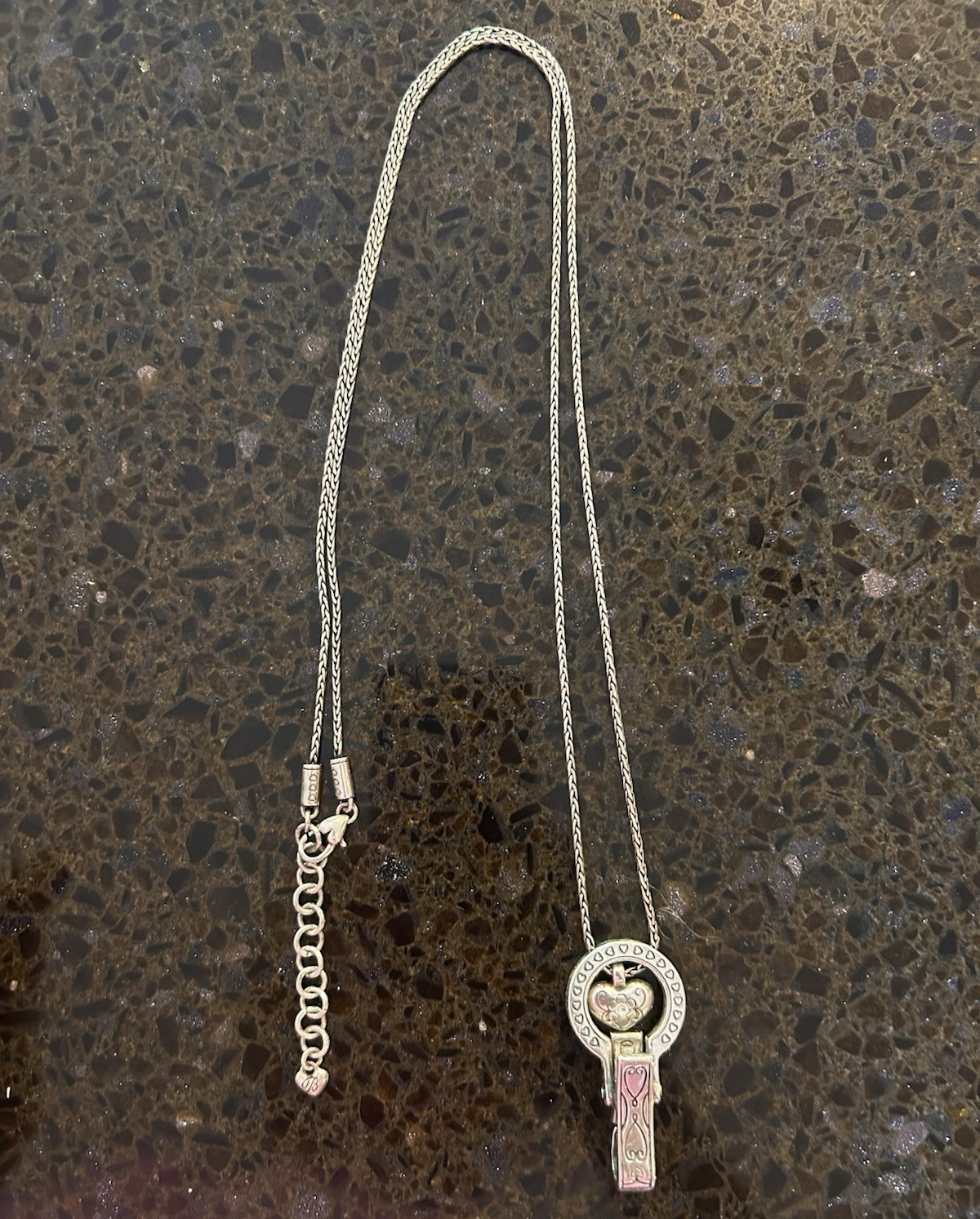 Brighton silver heart lanyard. Heart Charm Pendant Adjustable