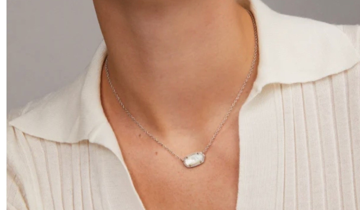 Kendra Scott Cami White Kyocera Opal Silver Necklace