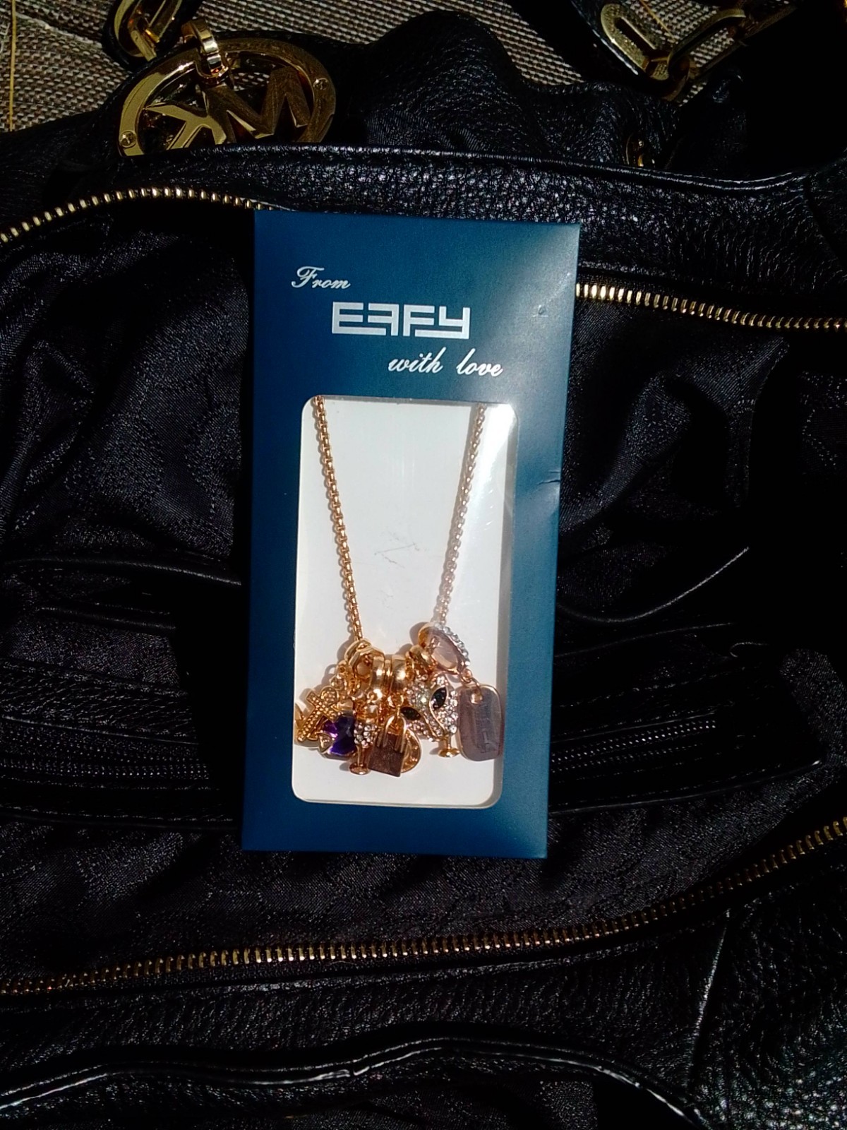 Effy With Love Gold Tone Necklace With Multiple Charms (8) New