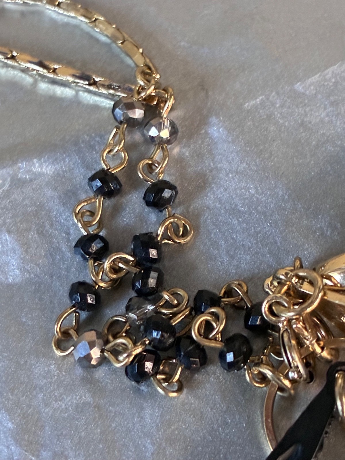 Lot of 2 INC International Concepts Add A Charm Necklaces w/ Black Gold Silver