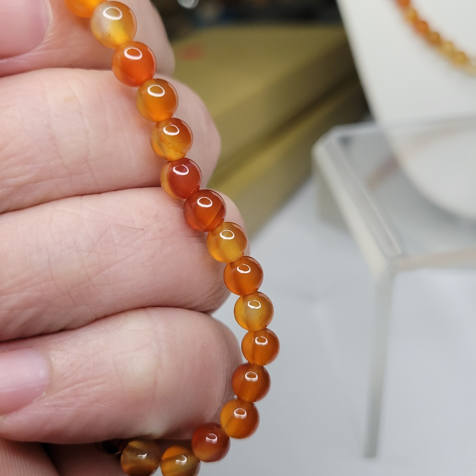JTV 925 Carnelian Agate Gemstone Bead 18″ Necklace Bracelet 7.5″ Set Sterling