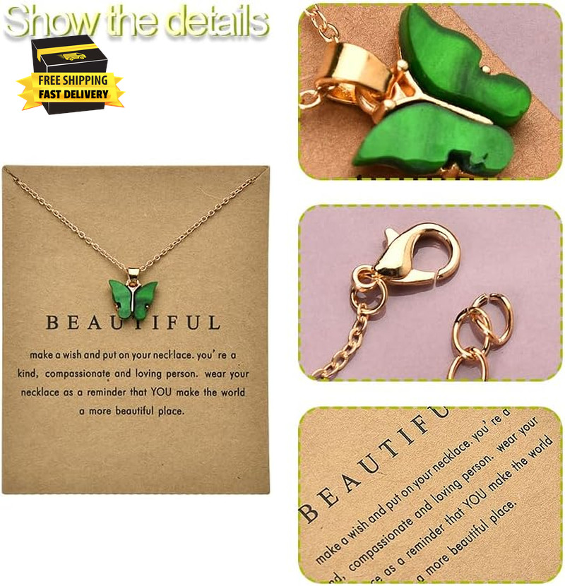 Christmas Birthday Gifts for Women Girls Butterfly Pendant Necklaces for Friends