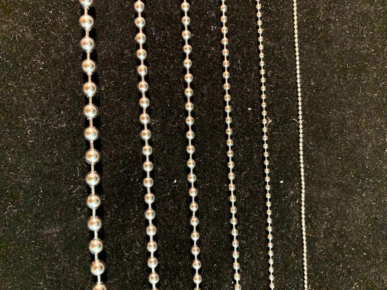 1.5,2.4,3.2,4.0,4.5-6 mm 7″-42″ WOMEN MEN SILVER STAINLESS STEEL BALL CHAIN