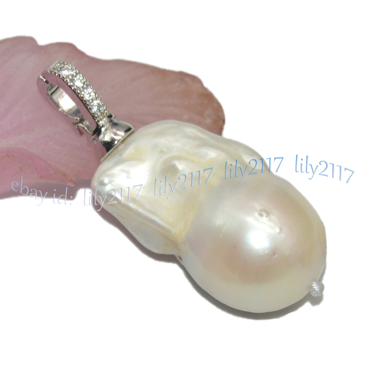 Huge 15x20mm Real Natural White Black Keshi Baroque Pearl Pendant 14KGold Plated