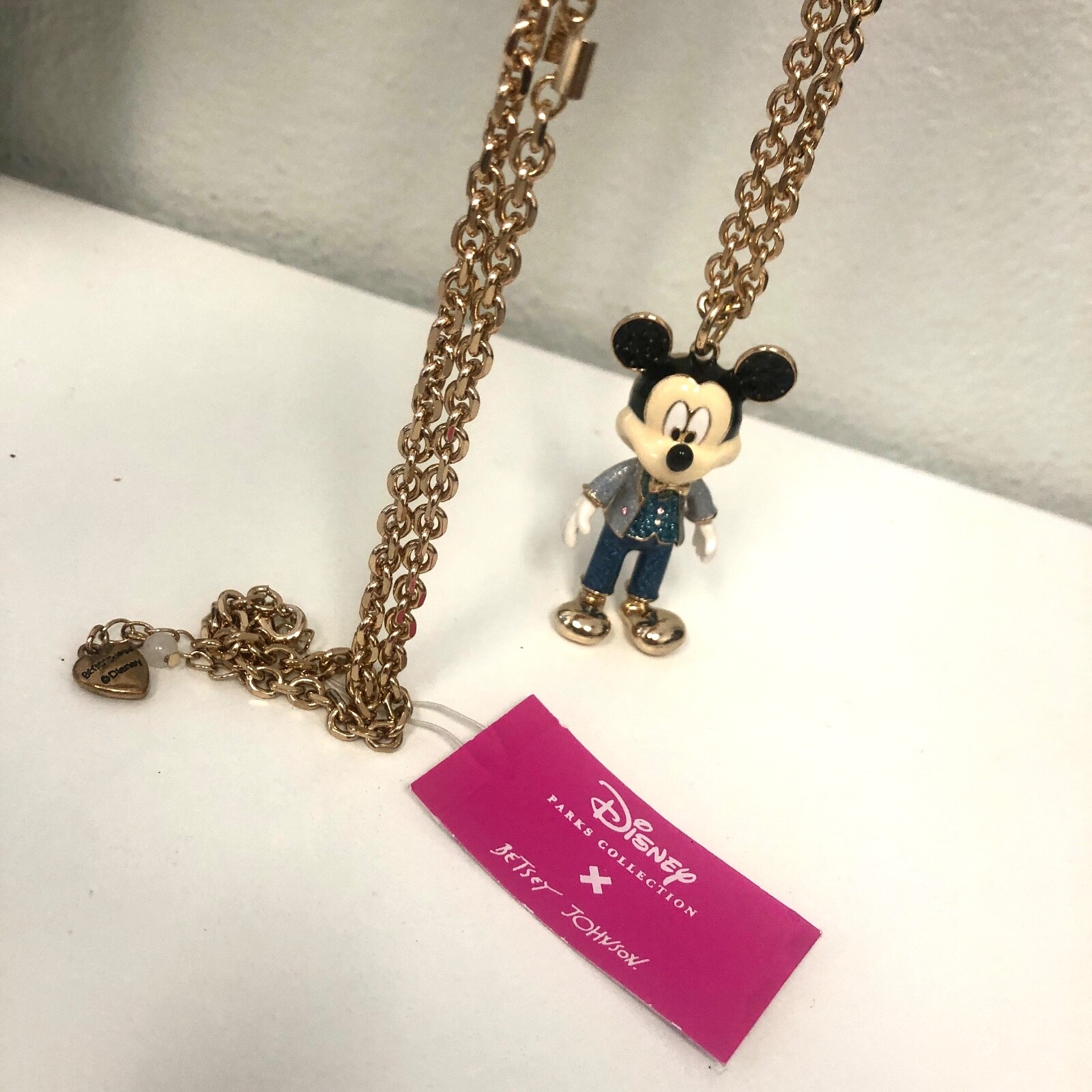 2022 Disney Parks Betsey Johnson 50th Anniversary Mickey Mouse Suit Necklace NEW