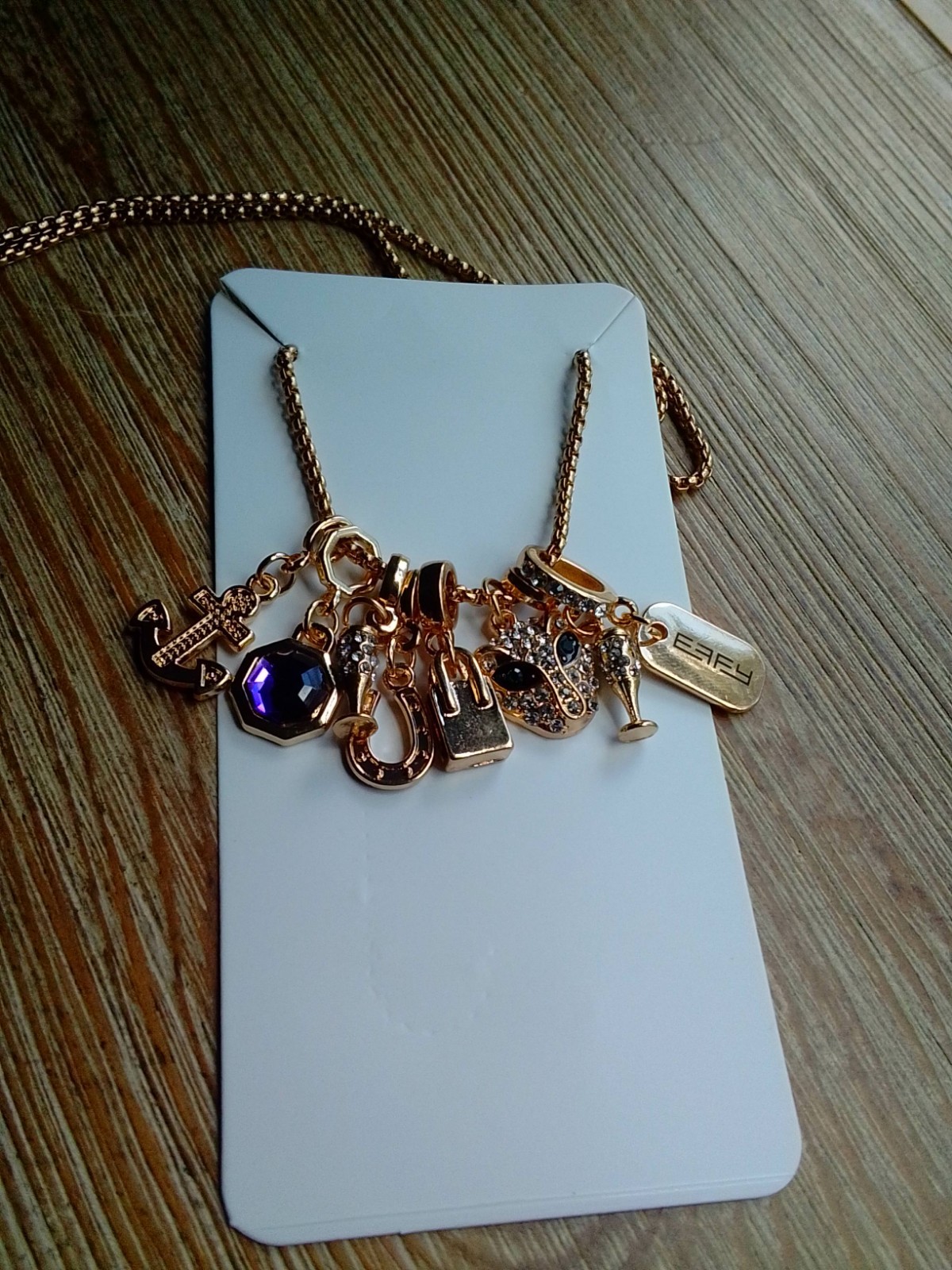 Effy With Love Gold Tone Necklace With Multiple Charms (8) New