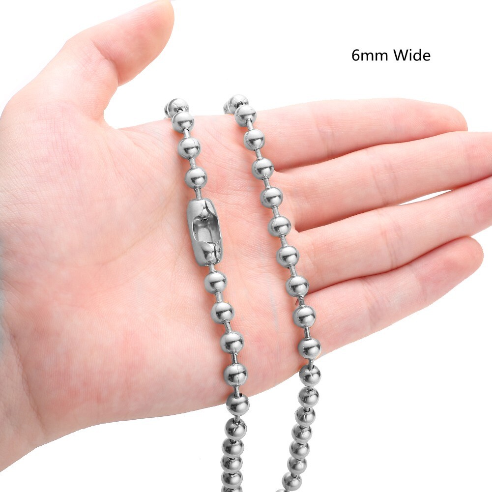 6/8/10/12mm Men’s 316L Stainless Steel Ball Beads Chain Necklace 16inch-40inch
