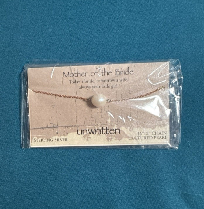 Unwritten Mother of the Bride Sterling Silver Cultured Pearl Necklace New Sealed