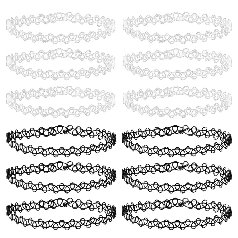 ZS 12Pcs Vintage Stretch Choker Necklace Lady Girl Tattoo Choker Necklace Punk R
