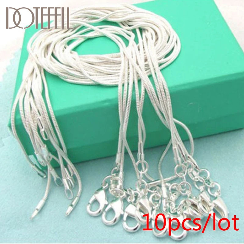 40-75cm 925 Sterling Silver 1.2 MM Box Chain Necklace Jewelry 5/10pcs/Lot