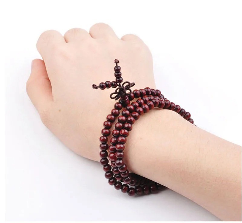 108 Wooden Mala Beads Prayer Necklace Healing Meditation Yoga Tassel Unisex-Wood
