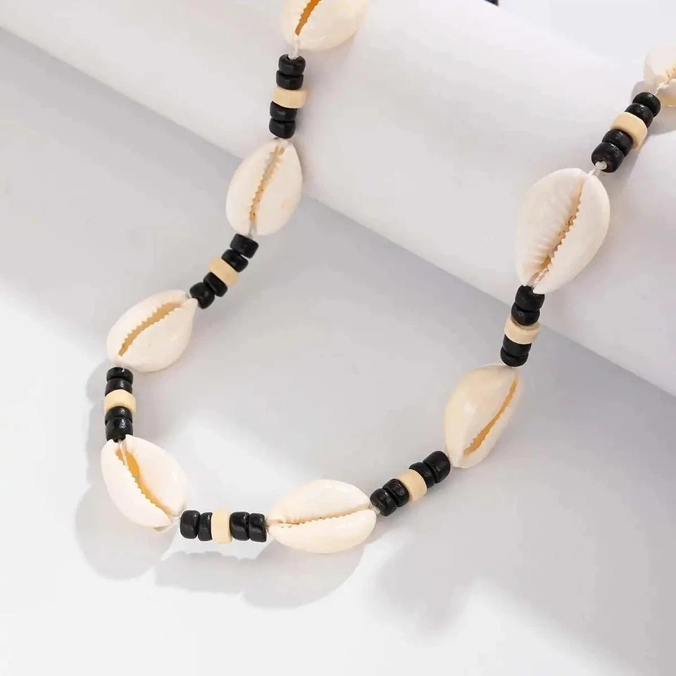 Boho Shell Choker Necklace Mens Surfer Beach Necklace Coastal Hawaiian Jewelry
