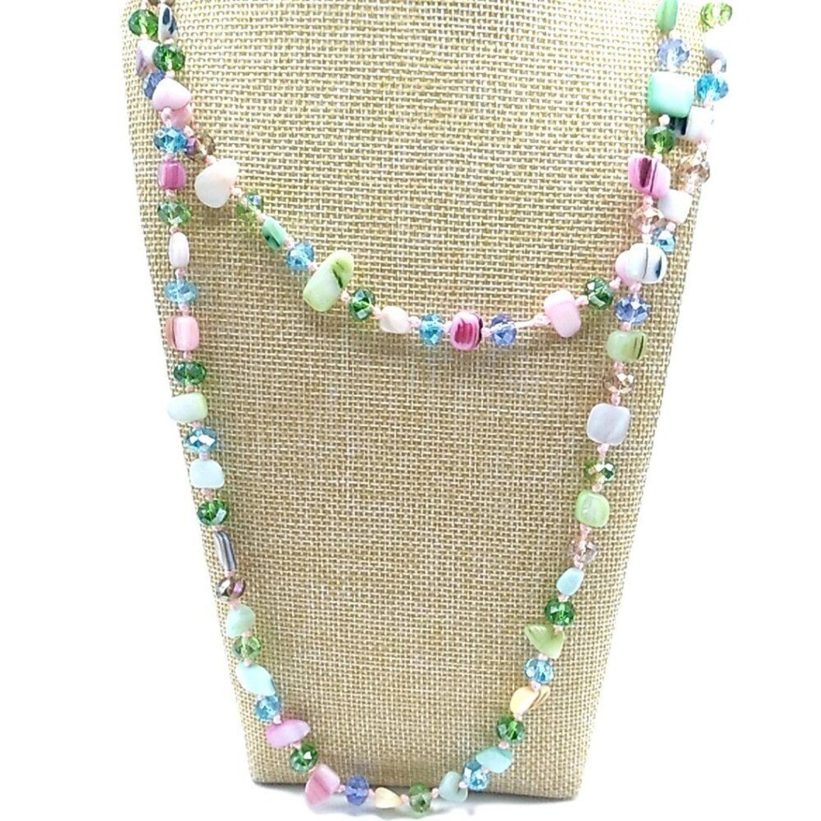 MOP + Faceted Pastel Multi-colored Beaded Necklace
