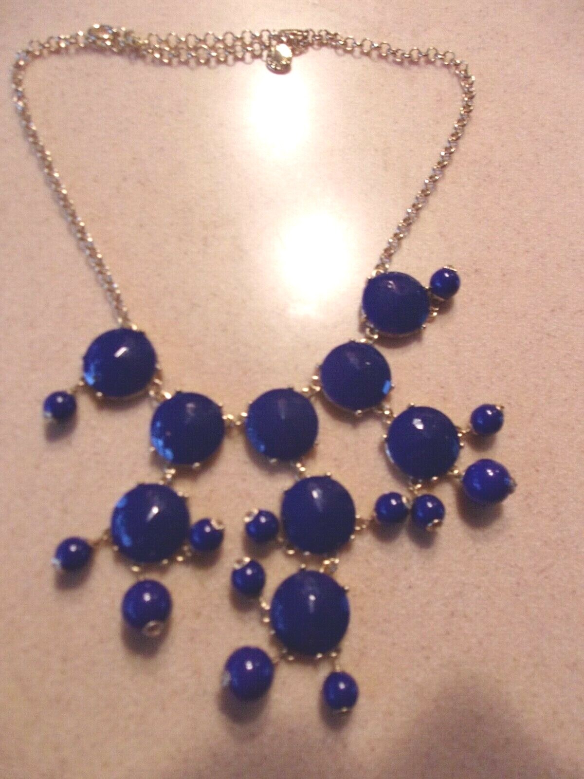 LOT 2 J Crew Statement necklaces blue & multicolor stones Plastic Metal GW1