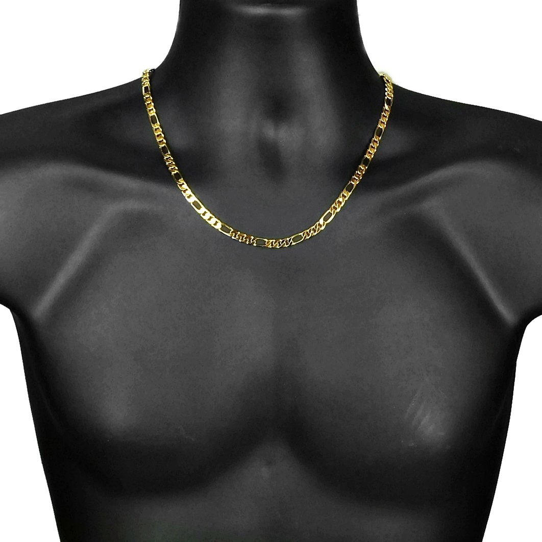 Mens 18k Gold Plated Figaro Choker 20″ Inch Long x 5.8MM Wide Chain Necklace