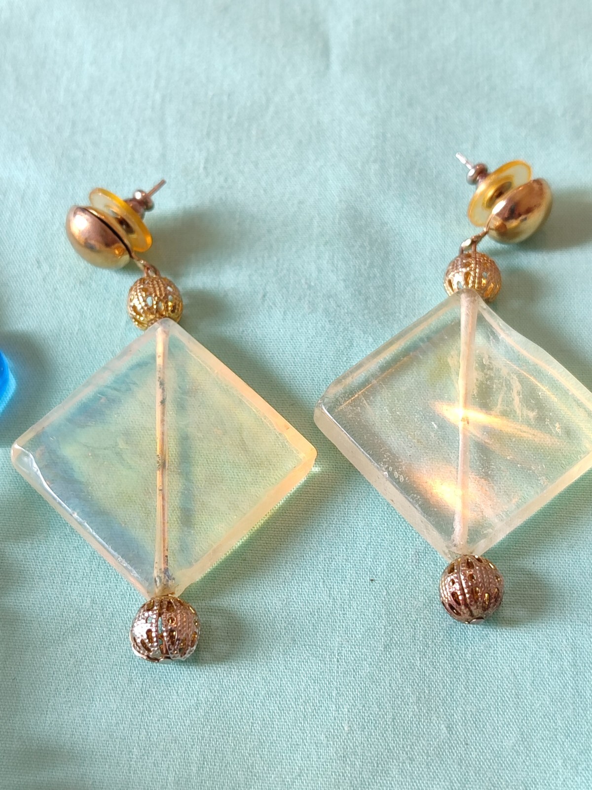 Boho Chunky Rock Quartz & Art Glass Necklace With Matching Earrings 27 In