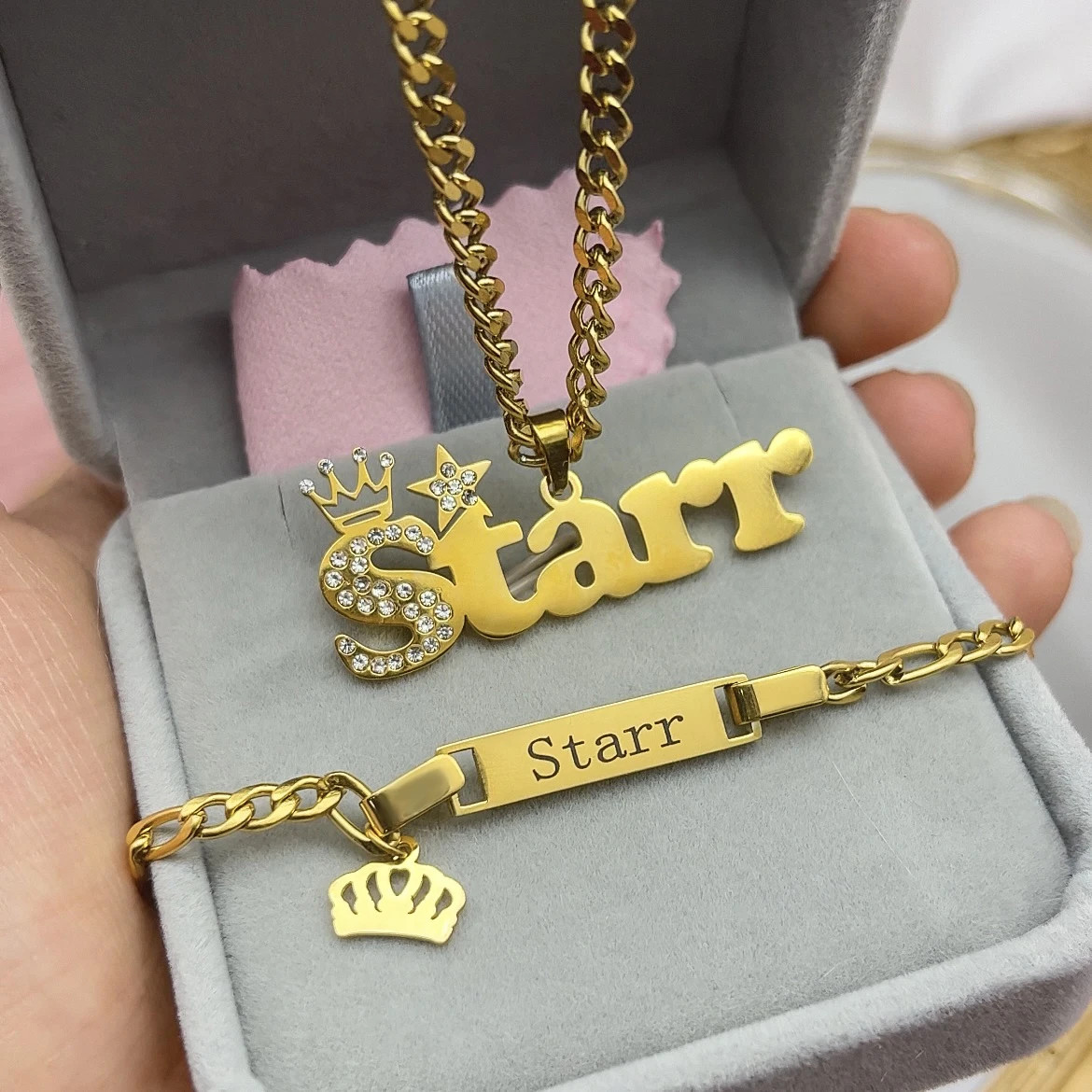 DHQH Original New Custom Name Set Jewelry Stainless Steel Love Crown Name Pendan