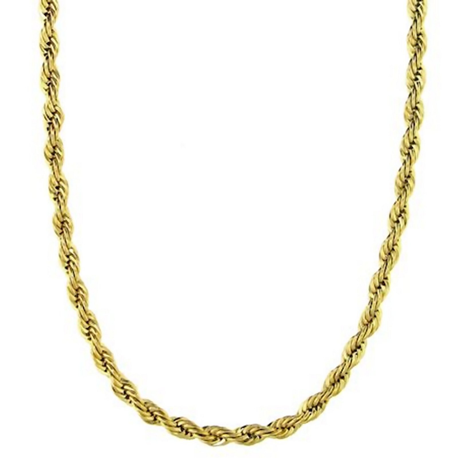 6mm Rope Chain Gold PVD Plate 316L Surgical Stainless Steel Necklace 24-30-Inch