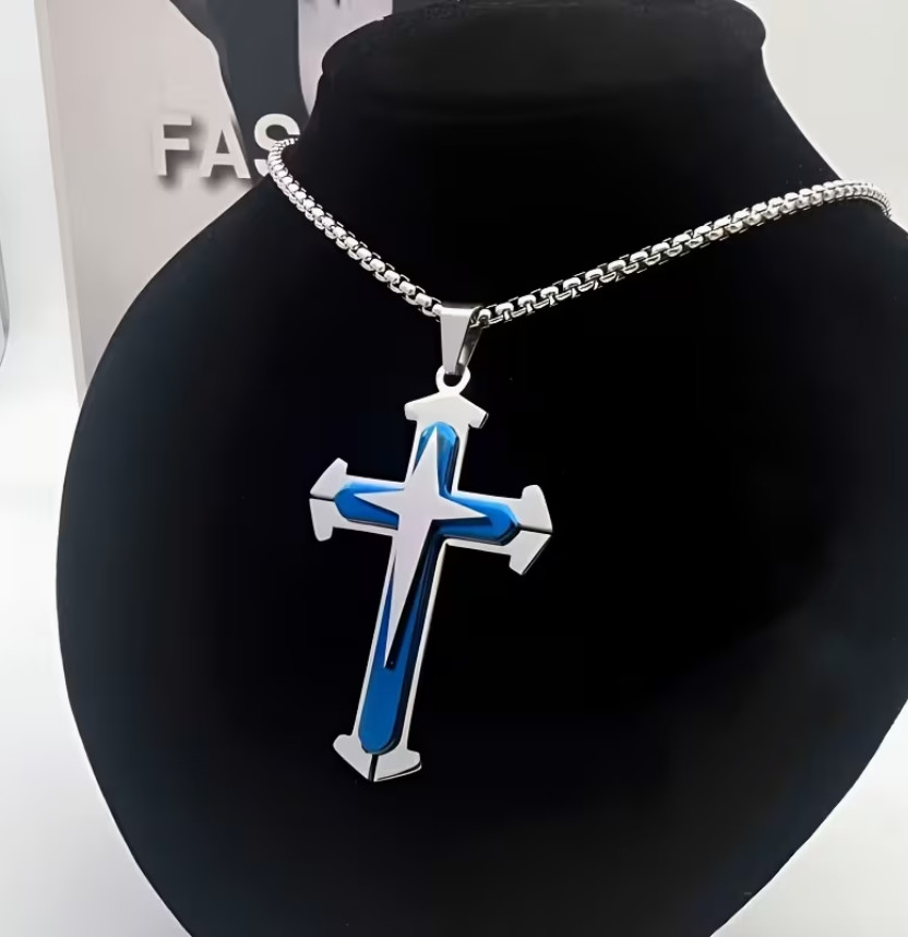4pcs Fashion Cross Pendant Necklace, Suitable for Men And Women’S Daily Wear.
