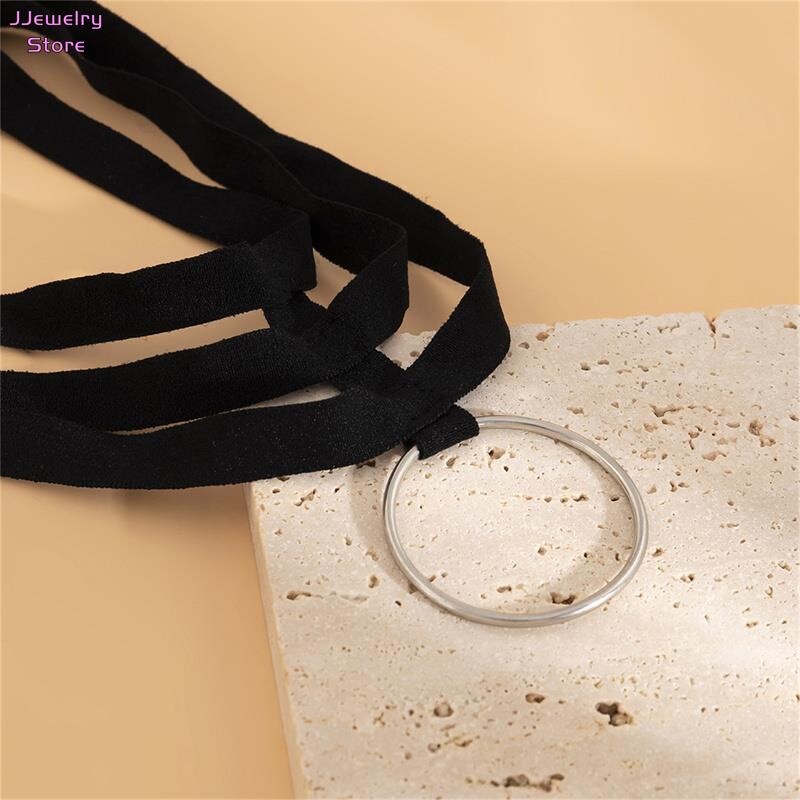Women’s Fashion Jewelry Black Velvet Velvet Layered Choker Collar Necklace 434