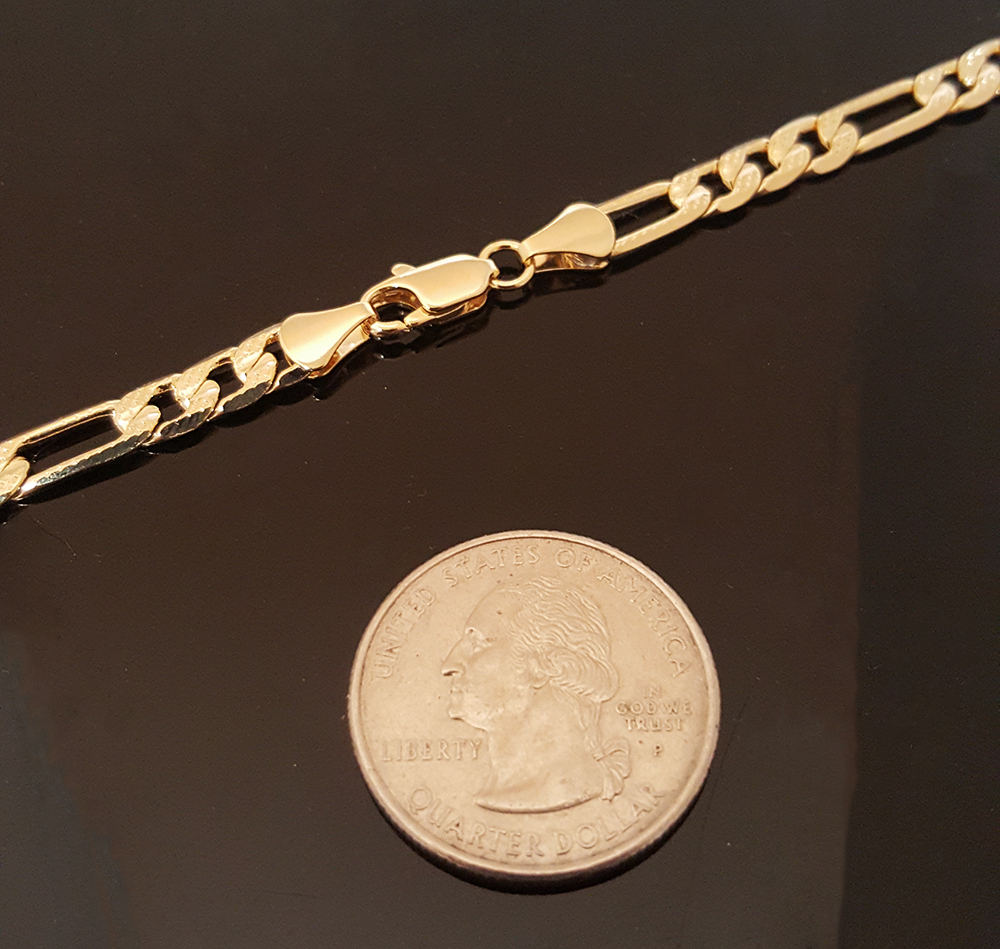 HIP HOP GOLD 14K STAMPED URBAN STYLE 6mm 24″ RAPPER FIGARO LINK CHAIN NECKLACE