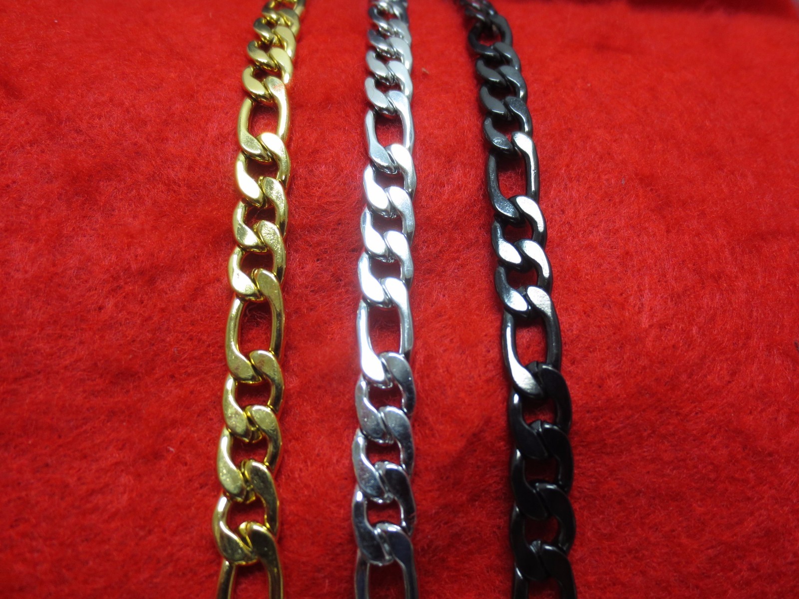 7″-60″ STAINLESS STEEL GOLD/SILVER/BLACK/PLATED 7MM FIGARO ROPE CHAIN NECKLACE