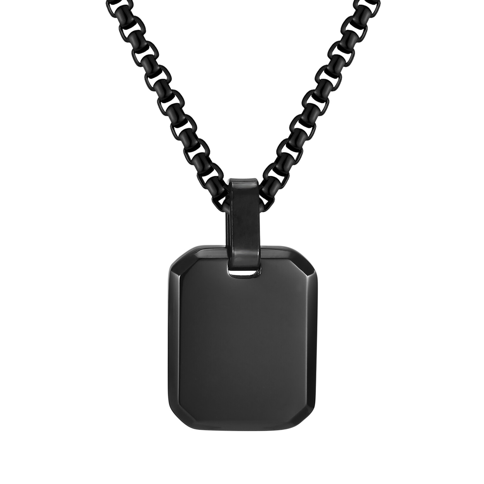 Vnox Free Engraving Unisex Geometric Necklaces, Square Pendant Women Men Jewelry