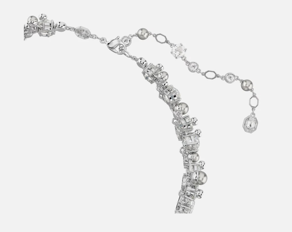Constella Swarovski choker Crystal pearl, Round cut, White, Rhodium plated