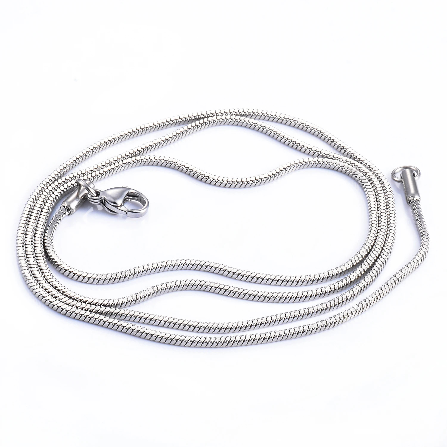 Square Snake Chain Necklace Stainless Steel Silver Color Men Smooth Jewelry