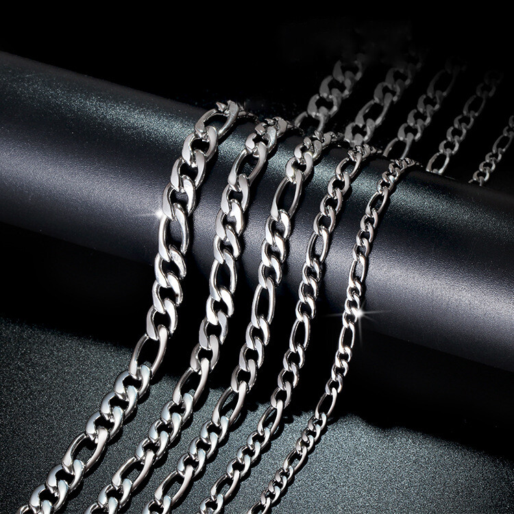 Men Women Stainless Steel Curb Link Figaro Necklace Choker Chain 7-30 inch Gift