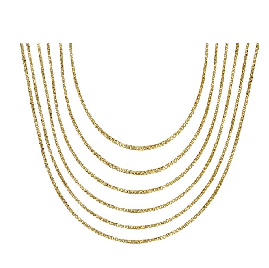 Men&Women’s 30inch 1.2mm Shiny Box Chain Necklace in Real 18K Yellow Gold Filled