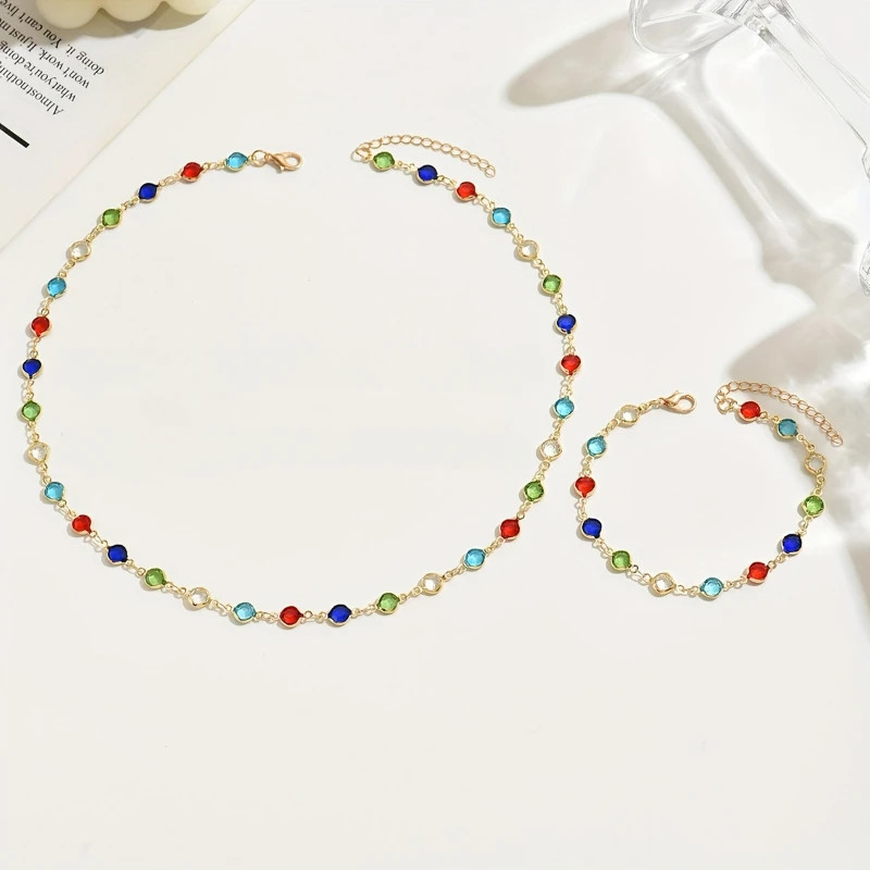 Women’s Necklace Bracelet Pendant 18K Gold Plated Stainless Steel Chain Jewelry