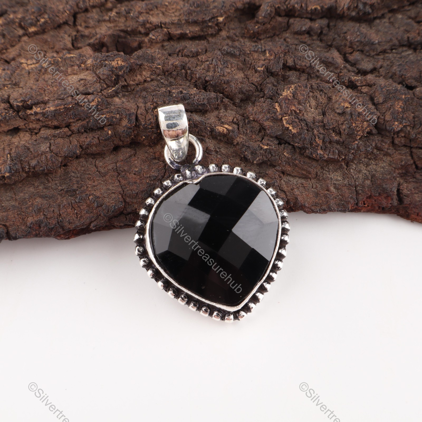 Heart Black Onyx Gemstone Wife Wedding Friendship Day Pendant Jewelry 925 Silver
