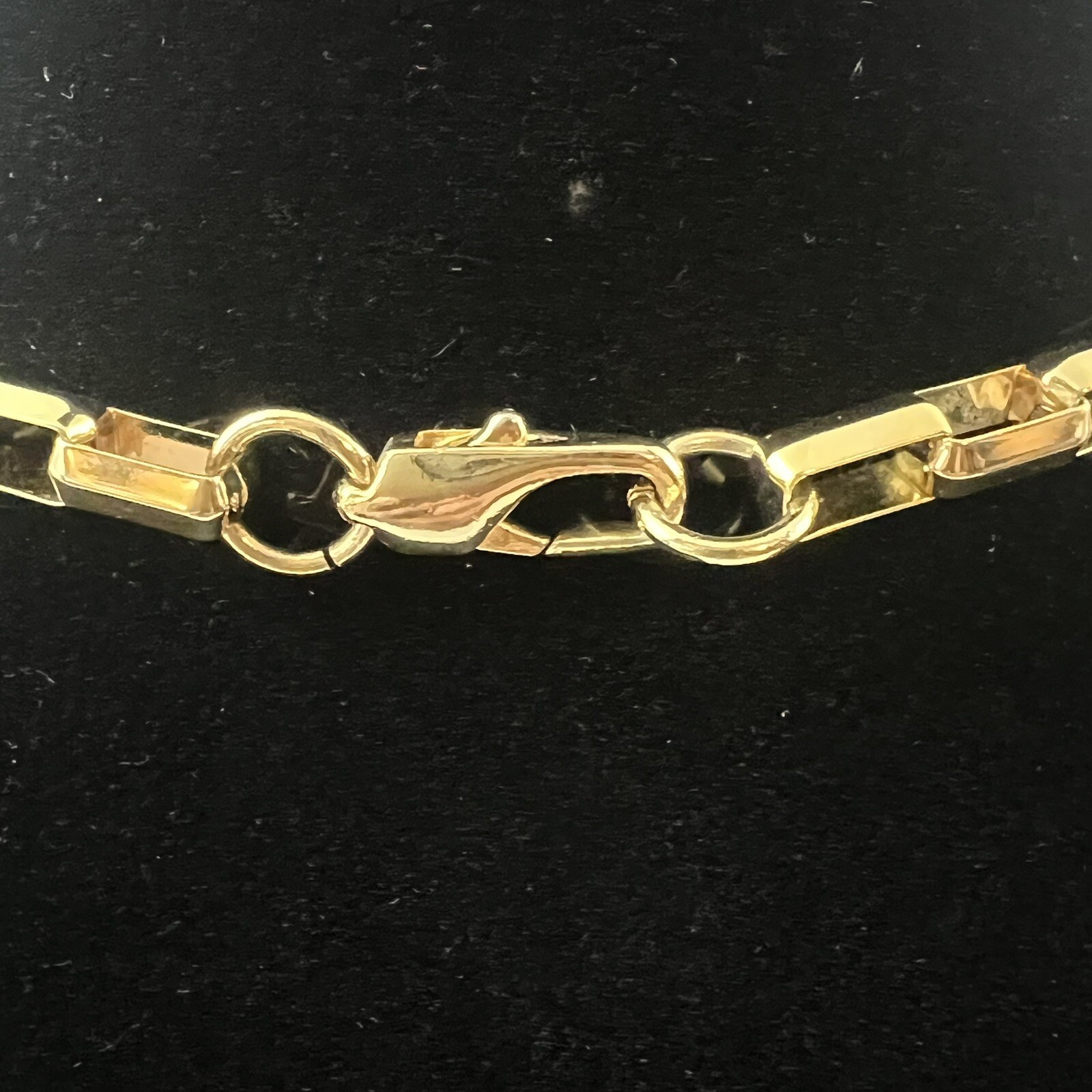 Gold Tone Paperclip Rectangle Link Chain Necklace 28″ Shiny Smooth EUC Nice!