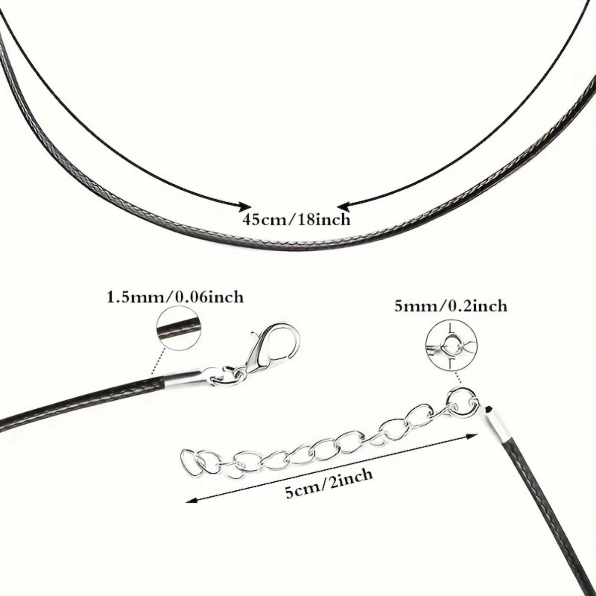 Up100x Black Woven Necklace Rope Leather Cord Stainless Steel Lobster Clasp Bulk