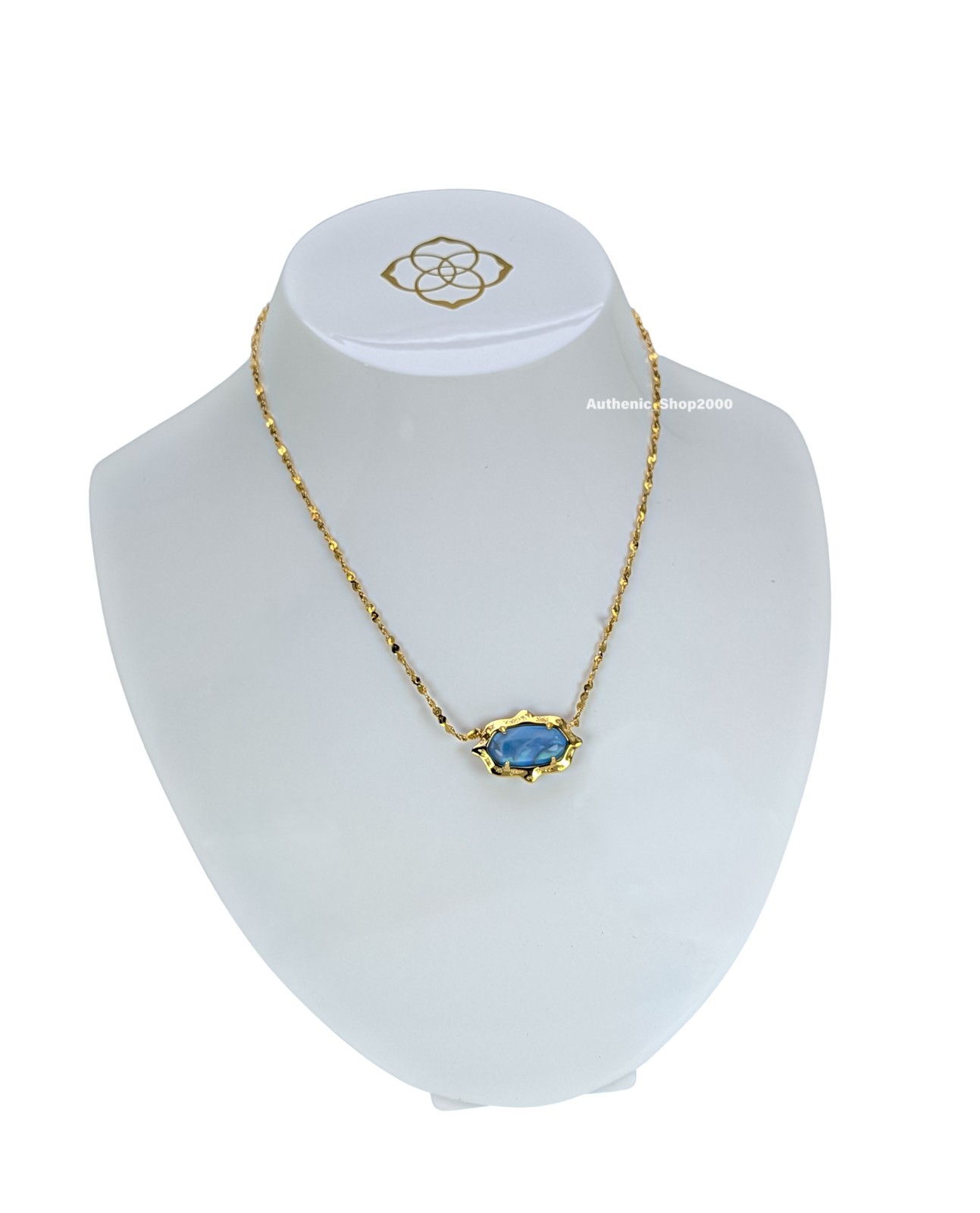 New 100% Authentic KENDRA SCOTT Blue Iridescent Abalone Elisa Scallop Necklace